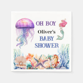 Oh jongen onder het zeeen kwal baby shower servet