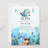 Oh jongen onder Zee walvis Baby shower Kaart (Voorkant)