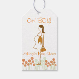 OH JONGEN! Oranje Silhouet Baby shower Cadeaulabel