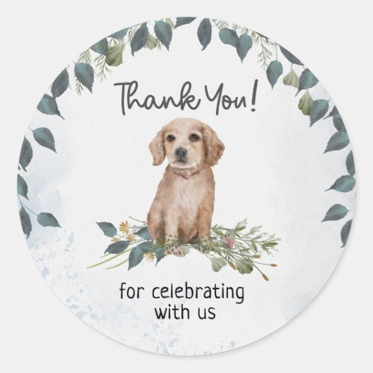Oh jongen! Retriever Puppy Dog Dank u Ronde Sticker (Voorkant)