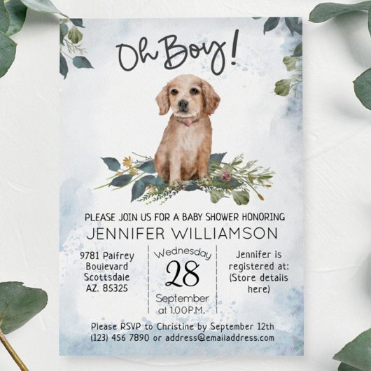 Oh jongen! Retriever Puppy Waterverf Dog Baby show Kaart