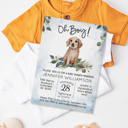 Oh jongen! Retriever Puppy Waterverf Dog Baby show Kaart