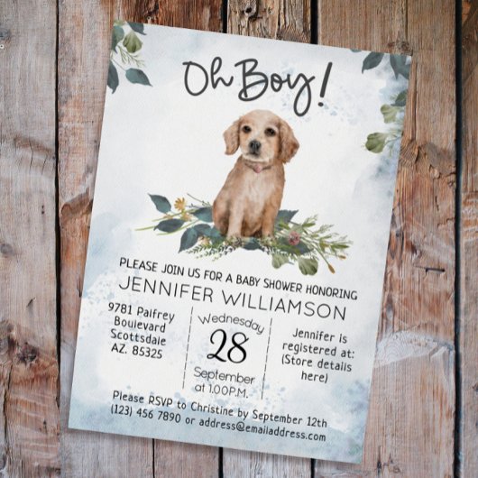 Oh jongen! Retriever Puppy Waterverf Dog Baby show Kaart