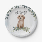 Oh jongen! Retriever Puppy Waterverf Dog Baby show Papieren Bordje (Voorkant)