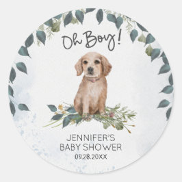 Oh jongen! Retriever Puppy Waterverf Dog Baby show Ronde Sticker