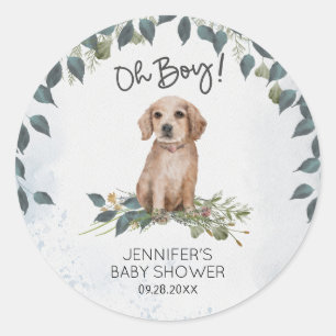 Oh jongen! Retriever Puppy Waterverf Dog Baby show Ronde Sticker