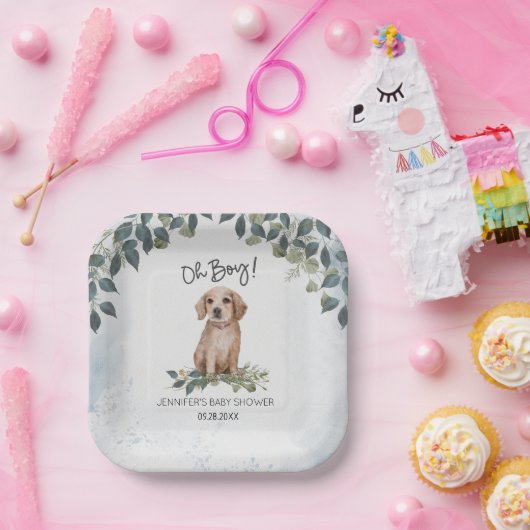 Oh jongen! Retriever Waterverf Dog Custom Papieren Bordje (Feest)