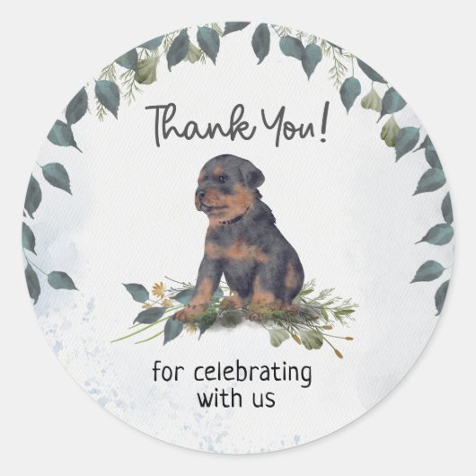 Oh jongen! Rottweiler Puppy Dog Dank u Ronde Sticker (Voorkant)