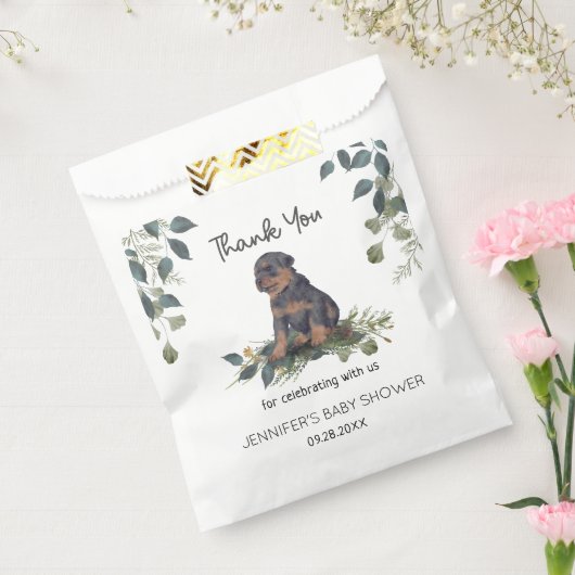 Oh jongen! Rottweiler Puppy Waterverf Baby shower Bedankzakje (Gezegeld)