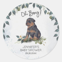 Oh jongen! Rottweiler Puppy Waterverf Baby shower