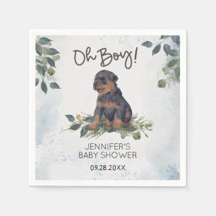 Oh jongen! Rottweiler Puppy Waterverf Baby shower Servet
