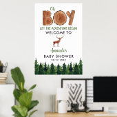 Oh jongen - Rustic Boy Woodland Baby shower Welkom Poster (Thuiskantoor)
