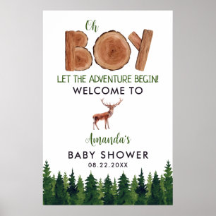 Oh jongen - Rustic Boy Woodland Baby shower Welkom Poster