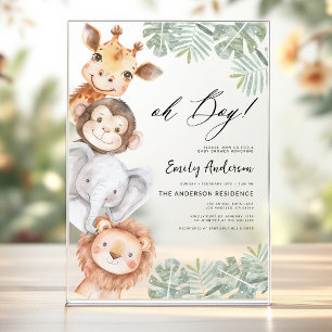 Oh jongen Safari Dieren Jongens Baby Shower Acryl Uitnodigingen