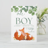 Oh jongen schattig Safar floral fox baby shower Kaart (Staand voorkant)