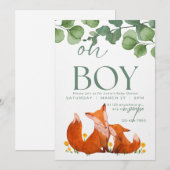 Oh jongen schattig Safar floral fox baby shower Kaart (Voorkant / Achterkant)