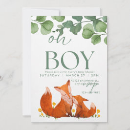 Oh jongen schattig Safar floral fox baby shower Kaart