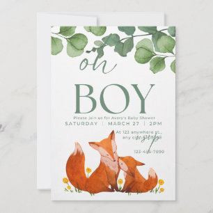 Oh jongen schattig Safar floral fox baby shower Kaart