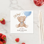 Oh jongen | Teddy Bear Blue Balloon Baby shower Servet (Insitu)