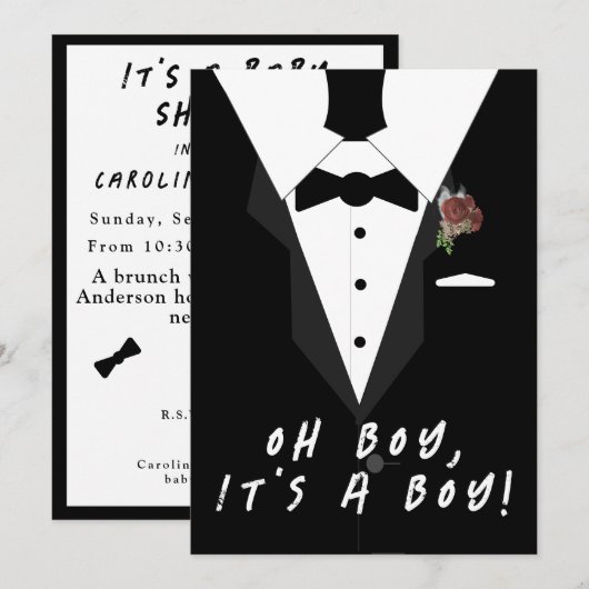 Oh jongen! Tuxedo Baby shower Kaart (Voorkant / Achterkant)
