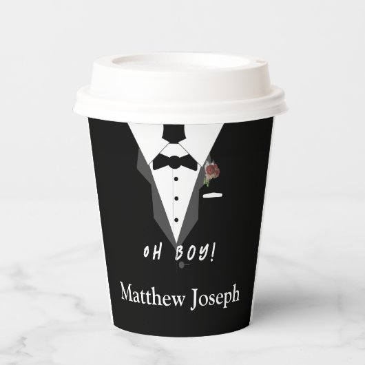 Oh jongen! Tuxedo Baby shower Papieren Bekers (Voorkant)