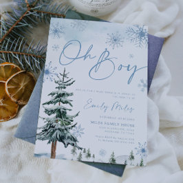 Oh Jongen uitnodiging, Winter baby shower Uitnodig Kaart