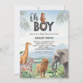 Oh jongen! Wild Safari Dieren Baby shower Kaart (Voorkant)