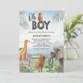 Oh jongen! Wild Safari Dieren Baby shower Kaart (Staand voorkant)