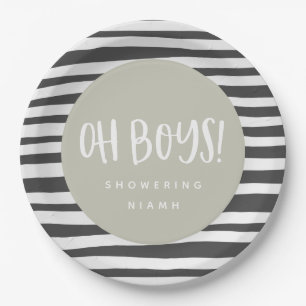 Oh jongens, baby shower-tweeling-servetten papieren bordje