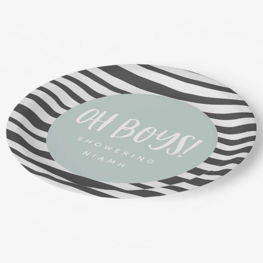 Oh jongens, baby shower-tweeling-servetten papieren bordje (Gekanteld)