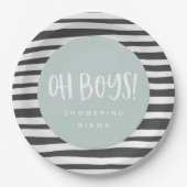 Oh jongens, baby shower-tweeling-servetten papieren bordje (Voorkant)