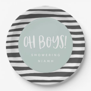Oh jongens, baby shower-tweeling-servetten papieren bordje