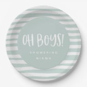 Oh jongens, baby shower-tweeling-servetten papieren bordje (Voorkant)