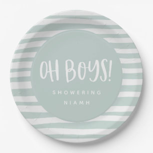 Oh jongens, baby shower-tweeling-servetten papieren bordje