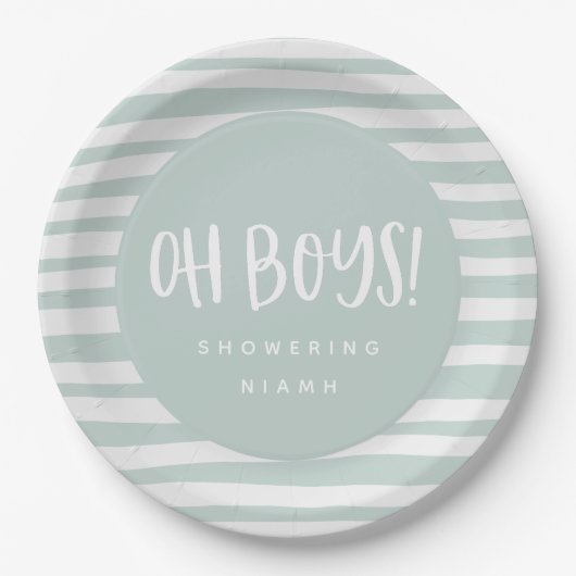 Oh jongens, baby shower-tweeling-servetten papieren bordje (Voorkant)