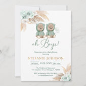 Oh jongens teddybeer babyshower uitnodiging (Voorkant)