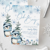 Oh jongensuitnodiging, Winterpinguïn baby shower Kaart