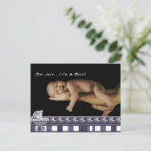 Oh Joy... Het is een Baby! Paarse kan een jongen o Briefkaart (Staand voorkant)