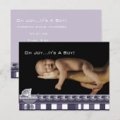 Oh Joy... Het is een Baby! Paarse kan een jongen o Briefkaart (Voorkant / Achterkant)
