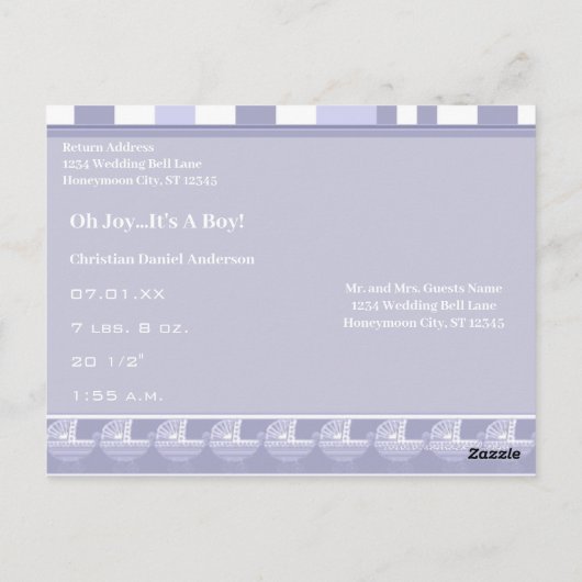 Oh Joy... Het is een jongen! Briefkaart (Achterkant)