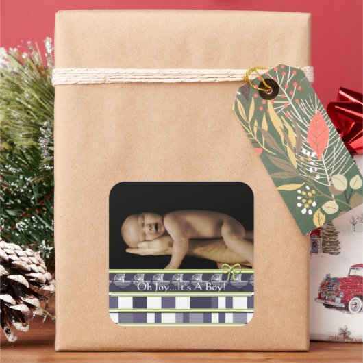 OH Joy... Het is een jongen! Stickers Uw baby foto (Feestdagen)