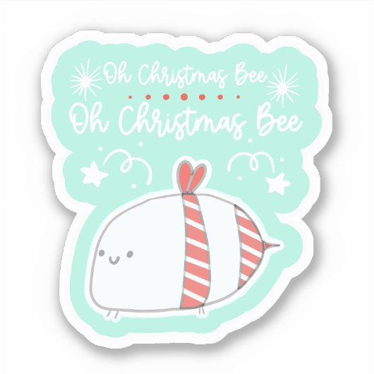 Oh Kerst Bijenvakantie Honingbij Sticker (Voorkant)