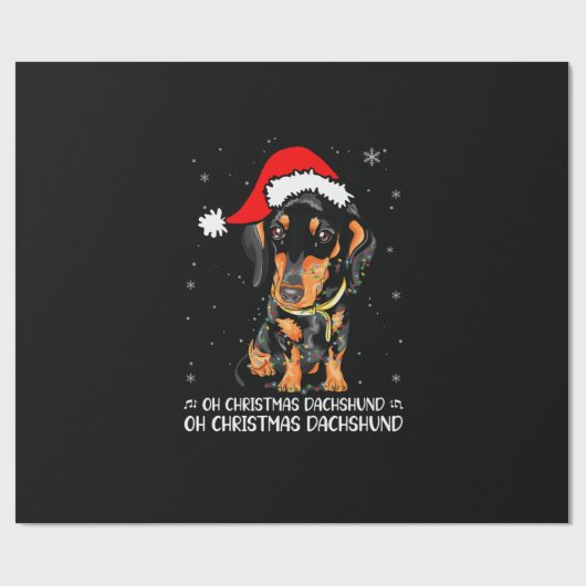 oh kerst teckel op kerst inpakpapier (Vlak)