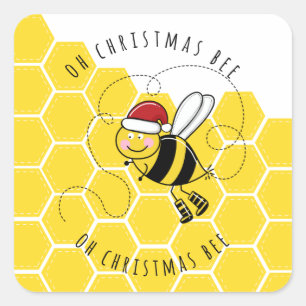 oh kerstbijenboom schattige grappige pun-kaart vierkante sticker