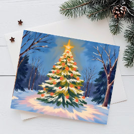 Oh Kerstboom Aquarel Feestdagenkaart