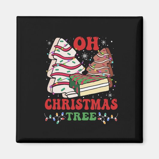 Oh Kerstboom Cake Xmas Lichten Grappige Matching Magneet (Voorkant)