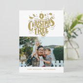 Oh Kerstboom Gold Foto's  Feestdagenkaart (Staand voorkant)