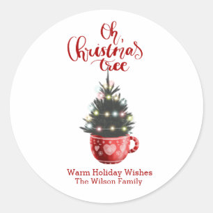 Oh kerstboom Hot Chocolate, speciaal gepersonalise Ronde Sticker