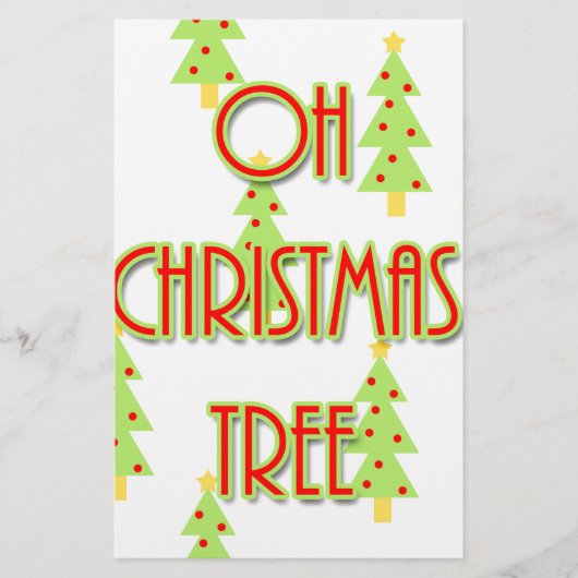 oh kerstboom mid century modern groen rood briefpapier (Voorkant)