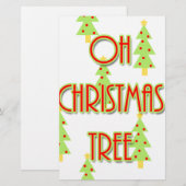 oh kerstboom mid century modern groen rood briefpapier (Voorkant / Achterkant)